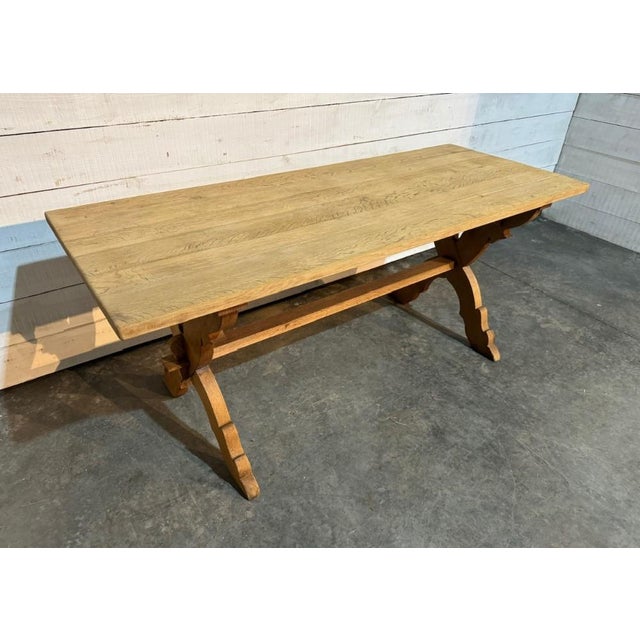 A good looking X trestle Solid Oak Farmhouse Dining Table. Ideal for the kitchen, originating from France in the early...