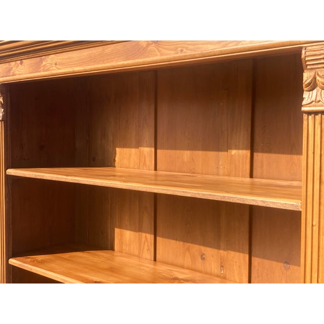 Wood Pine Bookcase With Half Doors From Armoire For Sale - Image 7 of 16
