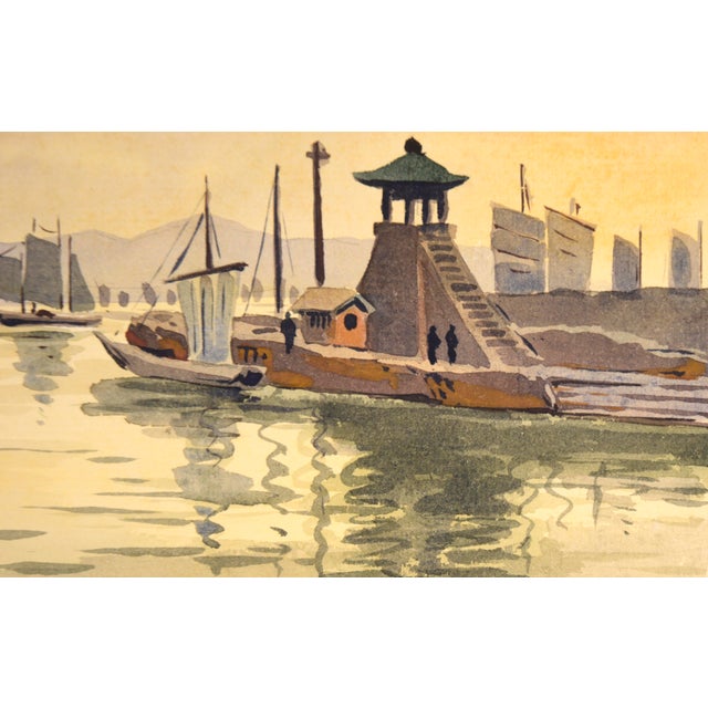 Late 20th Century Sailboats at the Dock - Seascape by Yoshiro Shimidzu For Sale - Image 5 of 8