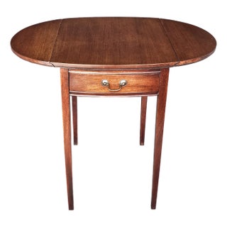 Mid Century Federal Style Mahogany Single Drawer Drop Leaf Side Table For Sale