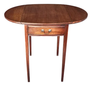 Mid Century Federal Style Mahogany Single Drawer Drop Leaf Side Table