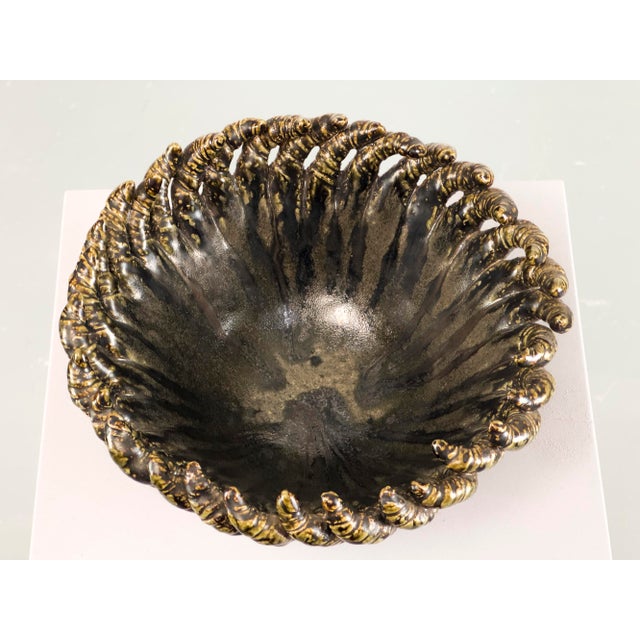 Black Brutalist Danish Ceramic Bowl, 1970s For Sale - Image 8 of 12