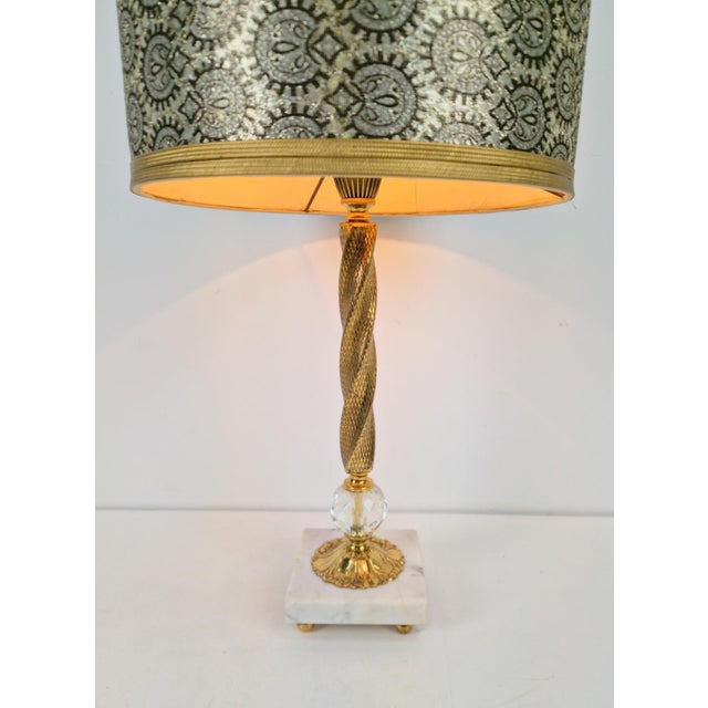 1920s Empire Marble Crystal Brass Stem Table Lamp, 1920 For Sale - Image 5 of 10