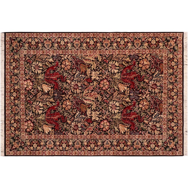 Black Art Nouveau 1990's William Morris Hand Knotted Wool Rug For Sale - Image 8 of 9