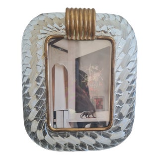 Murano Glass Torchon Photo Frame with Brass Mount by Barovier & Toso, Italy, 1940s For Sale
