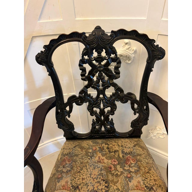 Antique Victorian Carved Mahogany Chippendale Style Ribbon Back Desk Chair, 1860 For Sale - Image 10 of 16
