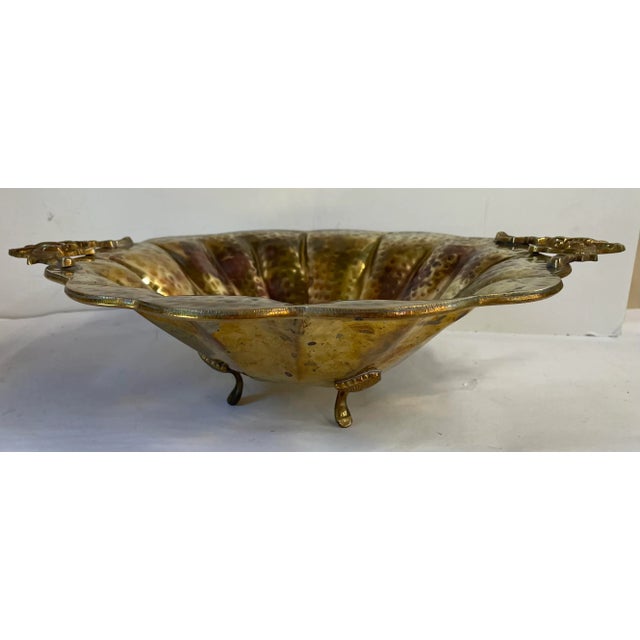 Mid 20th Century Vintage Brass Centerpiece Footed Bowl For Sale - Image 5 of 7