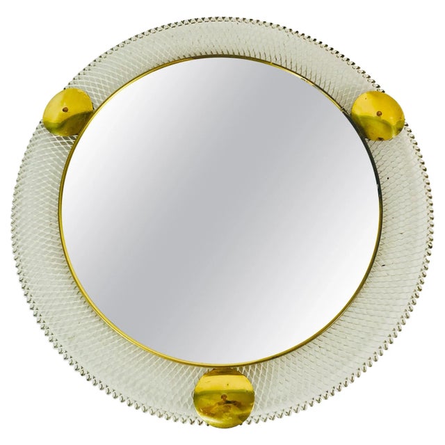 Mid-Century Italian Round Metal and Brass Mirror, Italy For Sale - Image 10 of 10