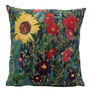 Klimt Flowers III Tapestry Cushion With Feather Filler - 46x46cm (18"x18") For Sale