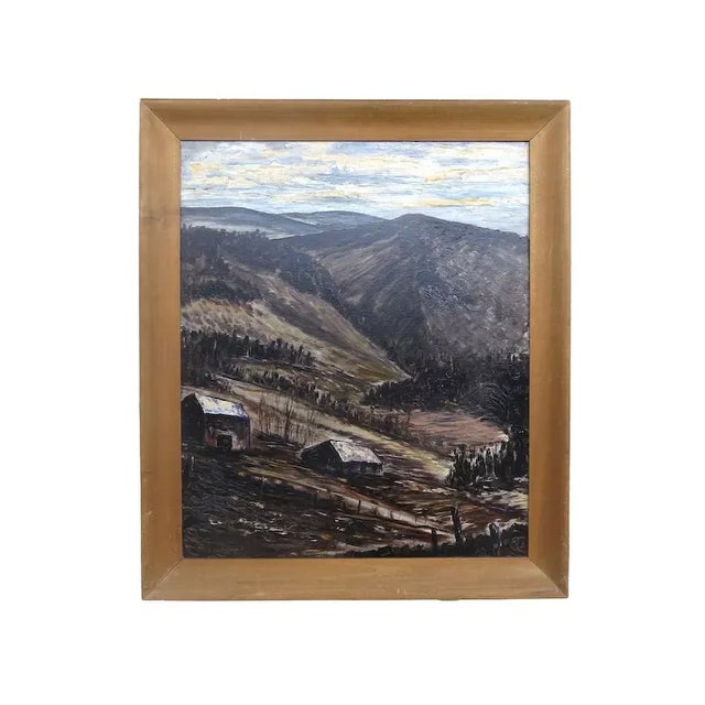 Mid 20th Century "Mountain Scene" Oil Painting by Dibble, Framed For Sale In Denver - Image 6 of 6