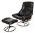 Mid-Century Norwegian Black Leather Stressless Lounge Chair and Ottoman Set from Ekornes, 1980s, Set of 2 For Sale