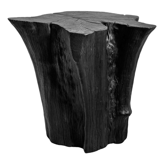 Black Organic Modern Natural Form Stump Stool / Side Table For Sale