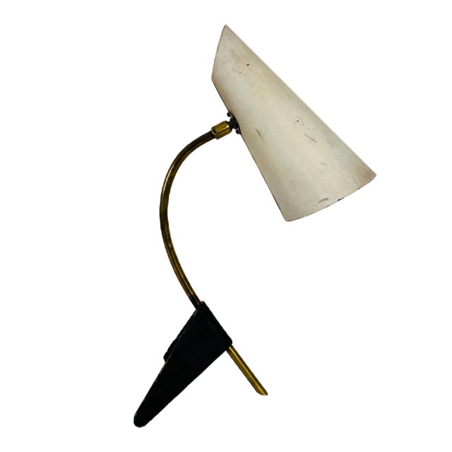 Brass and Metal Table Lamp attributed to Louis Kalff, 1950s For Sale