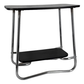 Bauhaus Side Table in Chrome and Wood, 1930s For Sale