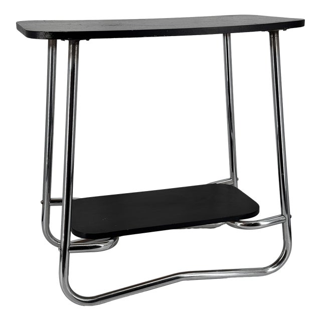 Bauhaus Side Table in Chrome and Wood, 1930s For Sale
