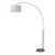 1960s Scallop 92" Arc Floor Lamp - Black Nickel Finish, White Linen Shade, Modern Style For Sale