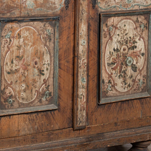 Original Hand-Painted Austrian Pine Two Door Armoire Dated 1785 For Sale - Image 13 of 18