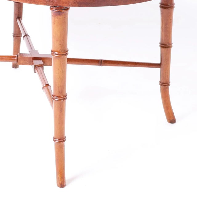 Goldenrod Chinoiserie Papier-Mâché Tray and Faux Bamboo Stand For Sale - Image 8 of 11