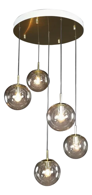 Mid-Century Cascade with 5 Smoked Hand-Blown Globes attributed to Glashütte Limburg, 1970s