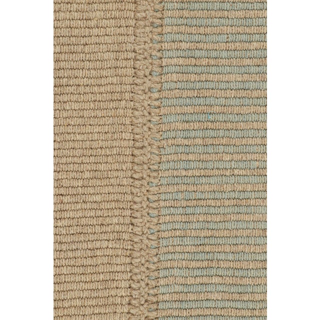 Contemporary Rug & Kilim’s Contemporary Kilim in Blue and Beige Textural Stripes For Sale - Image 3 of 8