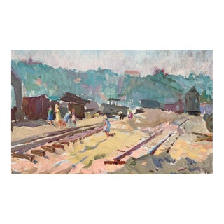 Socialist Realism Oil Painting, Ukrainian Artist Sokolovsky, 1960s 26-42 For Sale