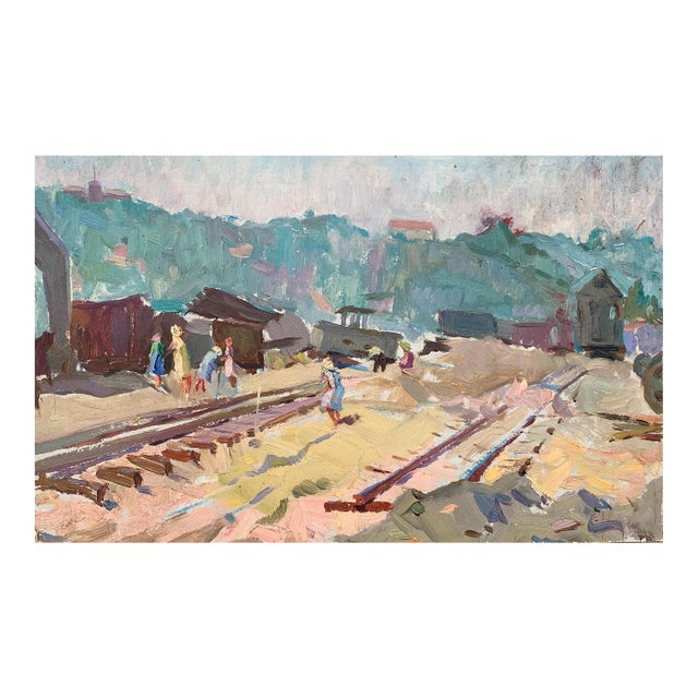 Socialist Realism Oil Painting, Ukrainian Artist Sokolovsky, 1960s 26-42 For Sale