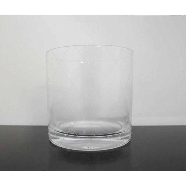 Late 20th Century Tiffany & Co Crystal Diamond Criss Cross Double Old Fashioned Low Ball Glass Set For Sale - Image 5 of 8