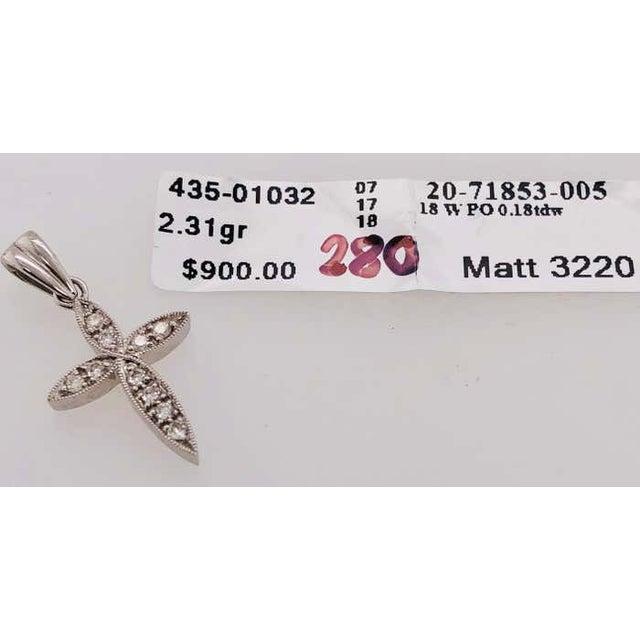 2010s 18 Karat White Gold Cross Diamond Pendant 0.18 Total Diamond Weight For Sale - Image 5 of 6