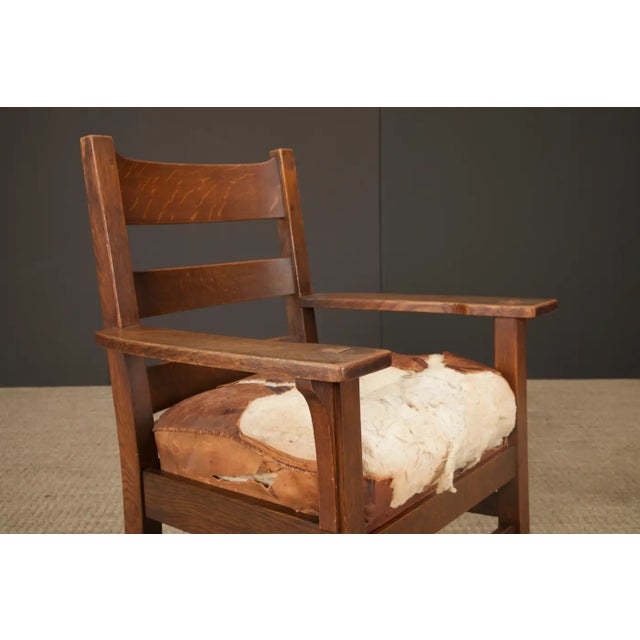 L. & j.g. Stickley Mission Oak Ladder-Back Armchair, C. 1910, Signed For Sale In Los Angeles - Image 6 of 18