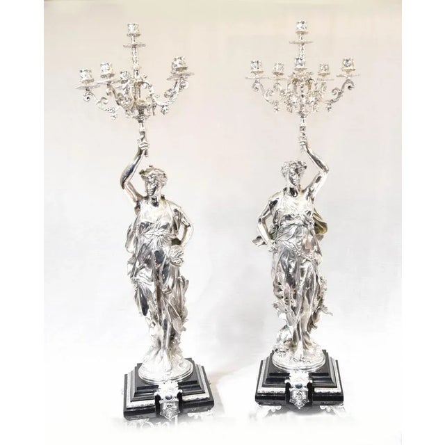 Silver Bronze Candleholders by Gregoire Figurines, Set of 2 For Sale - Image 10 of 11