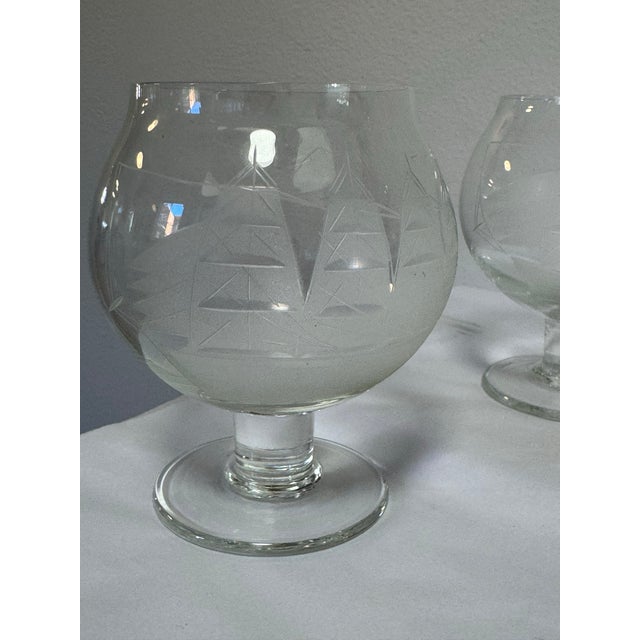 Mid 20th Century European Crystal Brandy Decanter and Snifter Set With Nautical Motif For Sale - Image 9 of 11