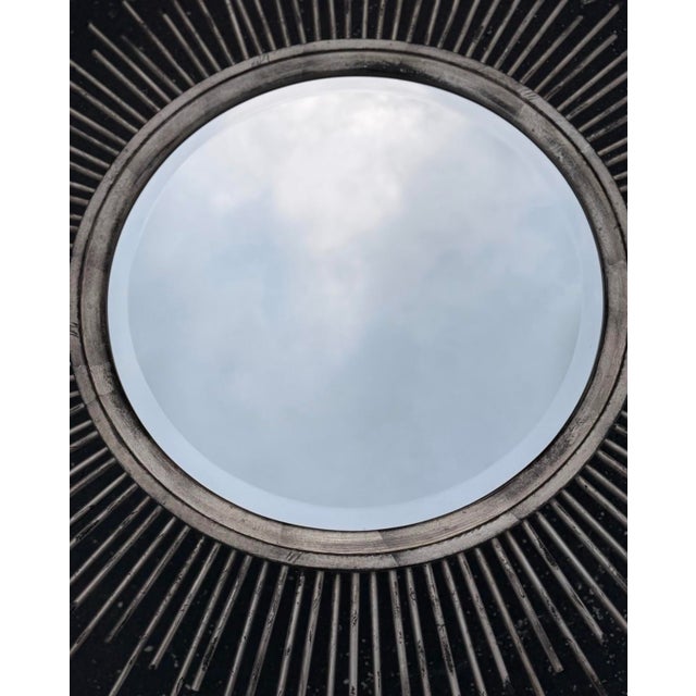 Chrome Mid 20th century Extra Large Brutalist Sunburst Mirror For Sale - Image 8 of 11