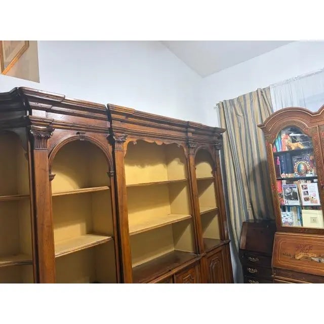 1950s 10 Ft Long Italian Walnut Monumental Open Shelf Library Bookcase For Sale In West Palm - Image 6 of 6