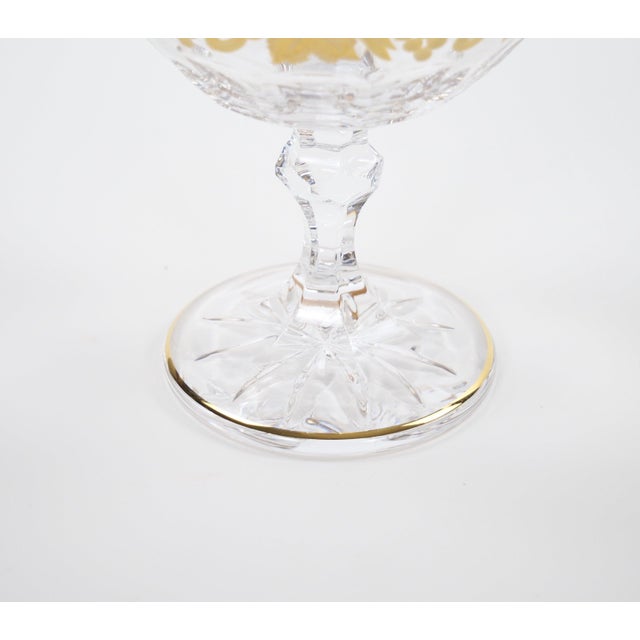 Val Saint Lambert Set of 12 Gilt Gold-Decorated Champagne Coupe Glass Service For Sale - Image 10 of 13
