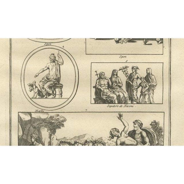After Bernard de Montfaucon, Apollo, Muses and Mythological Reliefs, 1721, Engraving For Sale - Image 6 of 9