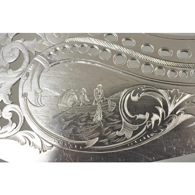 Early 20th Century Antique English Victorian Silver Plated Figural Fish Service Fork Knife Set For Sale - Image 5 of 11