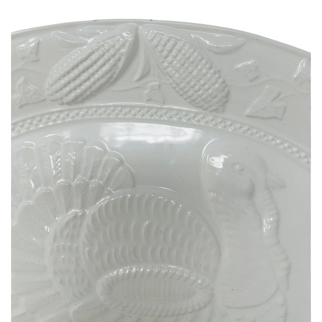 Farmhouse Large Vintage Portuguese White Majolica Turkey Platter - High Relief Harvest 19" For Sale - Image 3 of 12