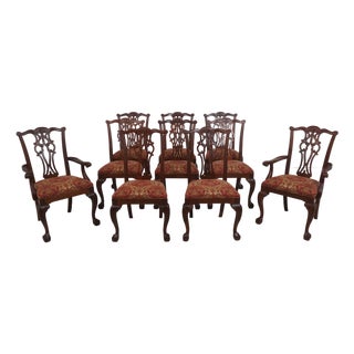 Set of 10 Ethan Allen Ball & Claw Mahogany Dining Room Chairs For Sale