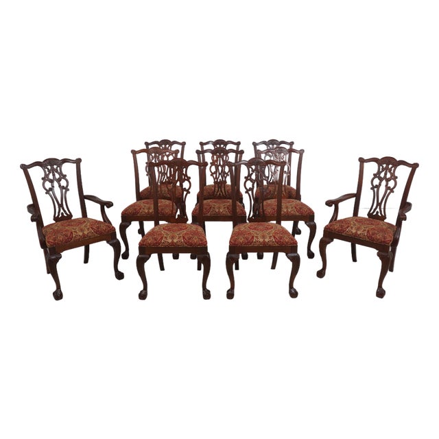 Set of 10 Ethan Allen Ball & Claw Mahogany Dining Room Chairs For Sale