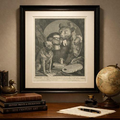 William Hogarth, The Bruiser Satirical Churchill Bear Illustration, 1763, Engraving For Sale - Image 3 of 10