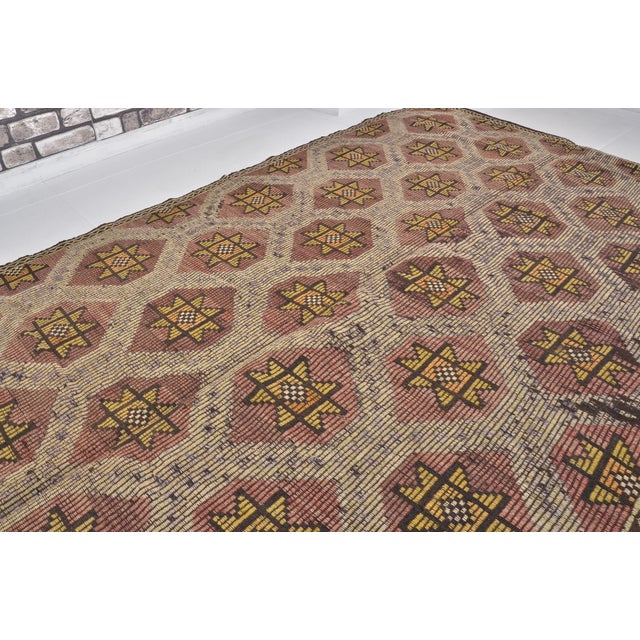 1960s Oushak Geometric Wool Kilim Rug For Sale - Image 10 of 10