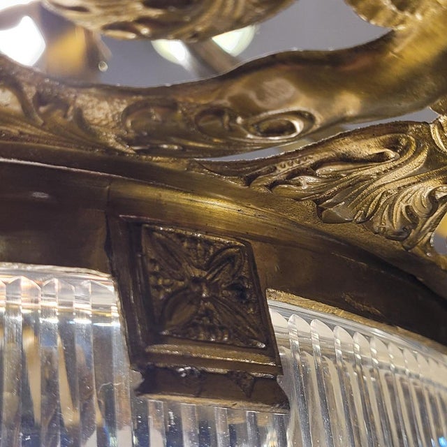 Art Nouveau Ceiling Lamp in Gilt Bronze and Frosted Crystal, France, 1930s For Sale - Image 15 of 18