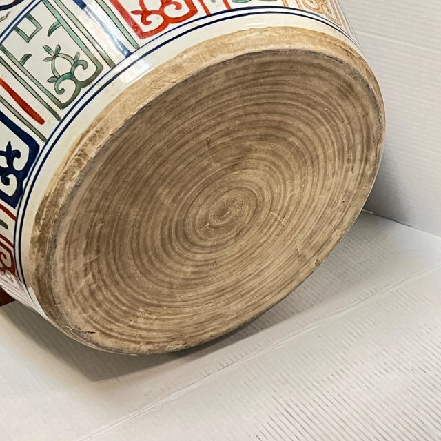 Large Chinese Wucai Porcelain Jardiniere in Jingjia Ming Dynasty Style For Sale - Image 4 of 12