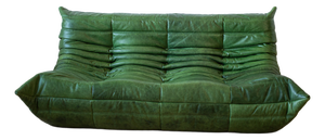 Togo Three-Seater Sofa in Dubai Green Leather by Michel Ducaroy for Ligne Roset