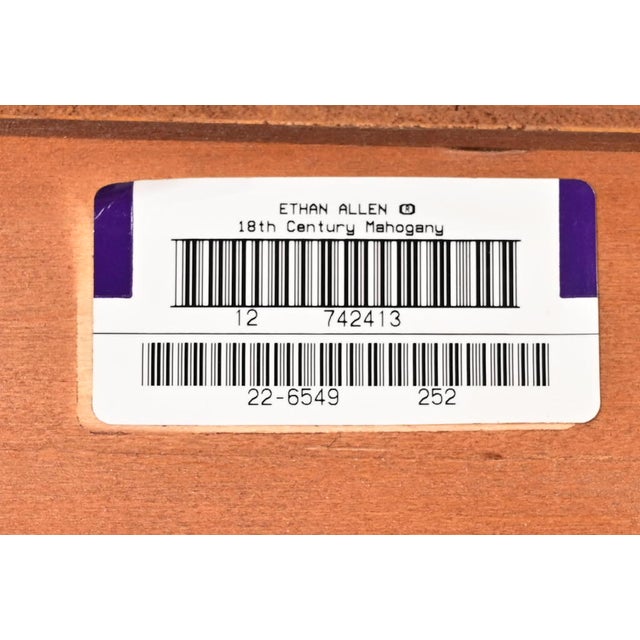 Late 20th Century Ethan Allen Georgian Carved Flame Mahogany Lighted Breakfront Bookcase Cabinet For Sale - Image 15 of 16