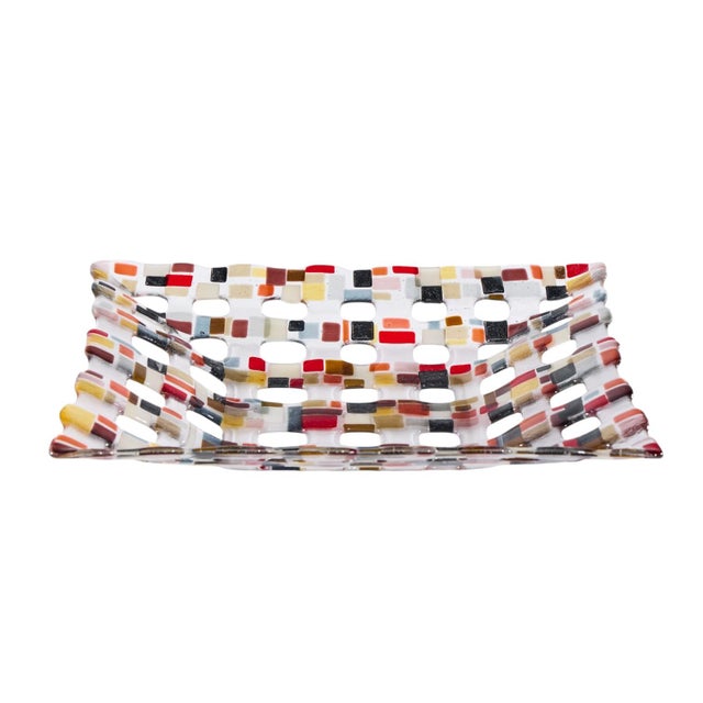Renato Foti 2006 Large Fused Glass Tray This tray measures: 19 wide x 18.75 deep x 2.75 inches high Excellent Vintage...
