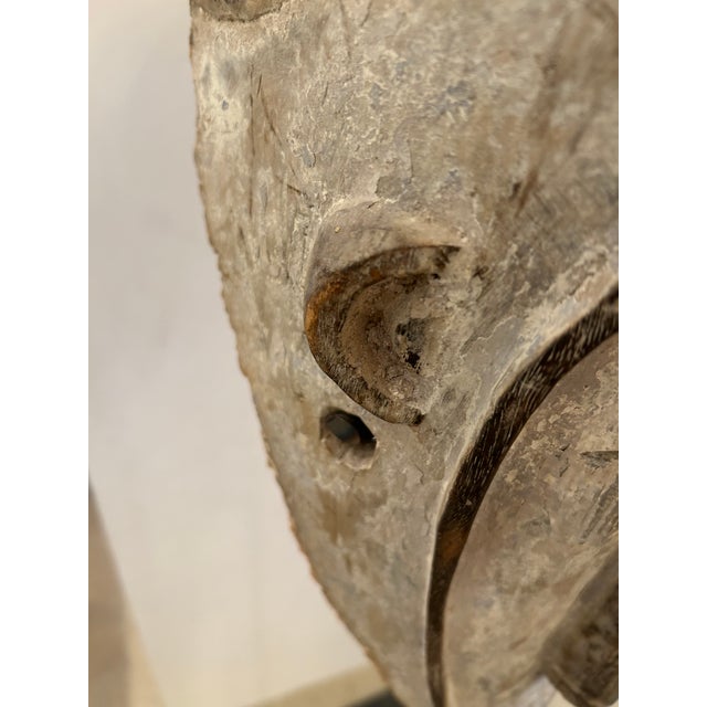 Collection of African Carved Wood Masks on Tall Custom Iron Stands For Sale - Image 4 of 16