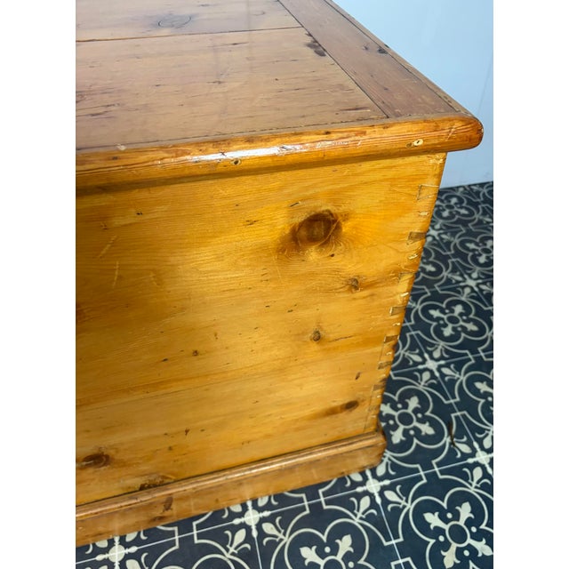 Large Antique 19th Century Large Victorian Pine Trunk Blanket Box For Sale - Image 15 of 17