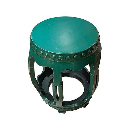 Chinese 1980s Drum Stool-Green For Sale - Image 3 of 3