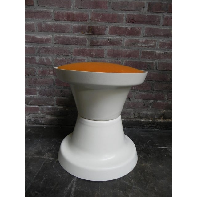 Vintage Stool with Orange Seat, 1970s For Sale - Image 6 of 9